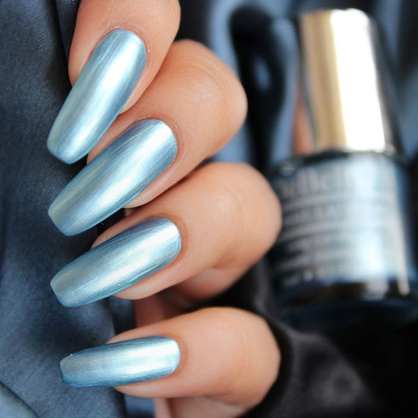DeBelle Gel Nail Lacquer Aqua Frenzy - (Metallic Light Blue Nail Polish), 8ml - DeBelle Cosmetix Online Store