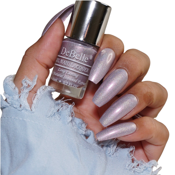 DeBelle Gel Nail Lacquer Awesome Andrea (Metallic Light Purple Nail Polish), 6ml