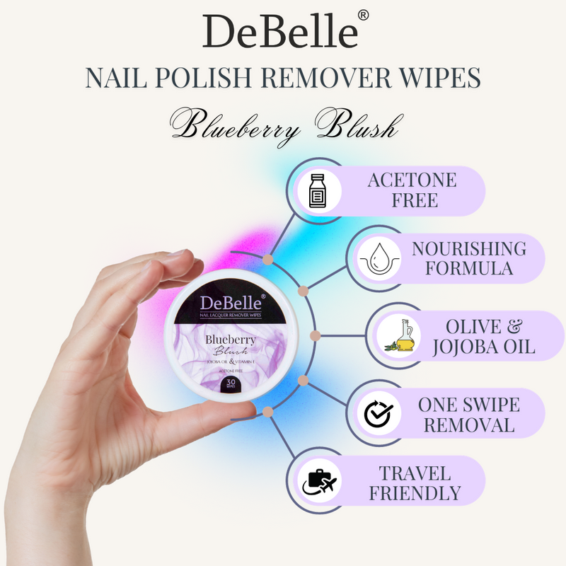 DeBelle Nail Lacquer Remover Wipes - Blueberry Blush - DeBelle Cosmetix Online Store