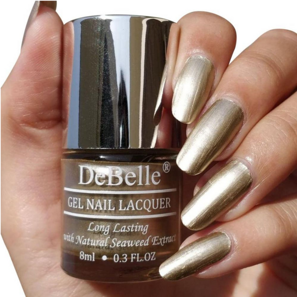 DeBelle Gel Nail Lacquer Chrome Gold - (Bright Gold Toned Chrome Nail Polish), 8ml - DeBelle Cosmetix Online Store
