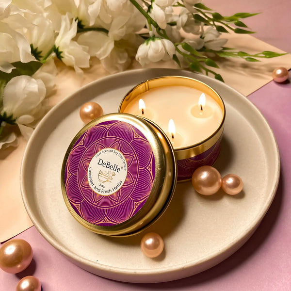 DeBelle Luxe Scented Soy Wax Candle Lavender & Fresh Herbs - DeBelle Cosmetix Online Store