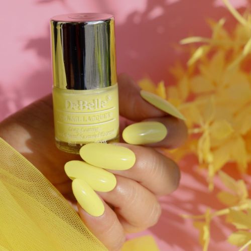 The bright yellow at your nail tips with DeBelle gel nail color Lemon Tart. Available at DeBelle Cosmetix online store with COD facility.