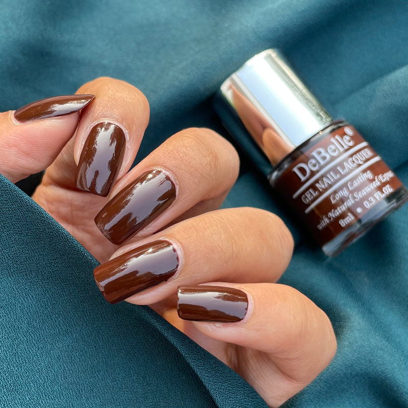 DeBelle Gel Nail Lacquer Cocoa Harvest (Dark Brown Nail Polish), 8ml - DeBelle Cosmetix Online Store