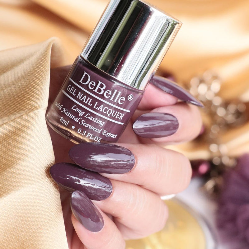 DeBelle Gel Nail Lacquer Plum Toffee - (Burgundy Nail Polish), 8ml - DeBelle Cosmetix Online Store