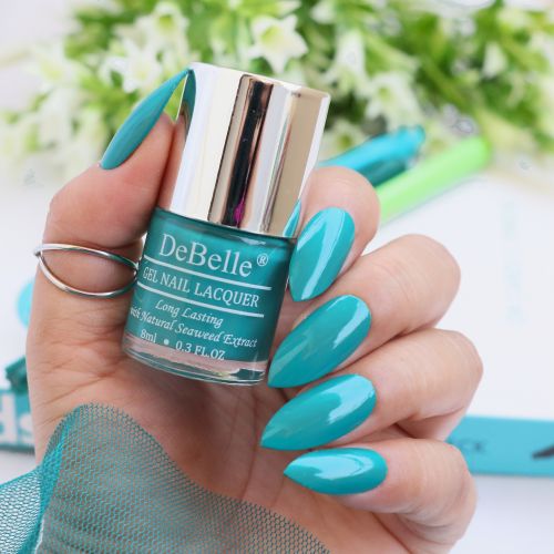 Trendy nails with DeBelle gel nail color Royale Cocktail . This vegan, cruelty free, non toxic, chip resistant nail color is available at DeBelle Cosmetix online store.t