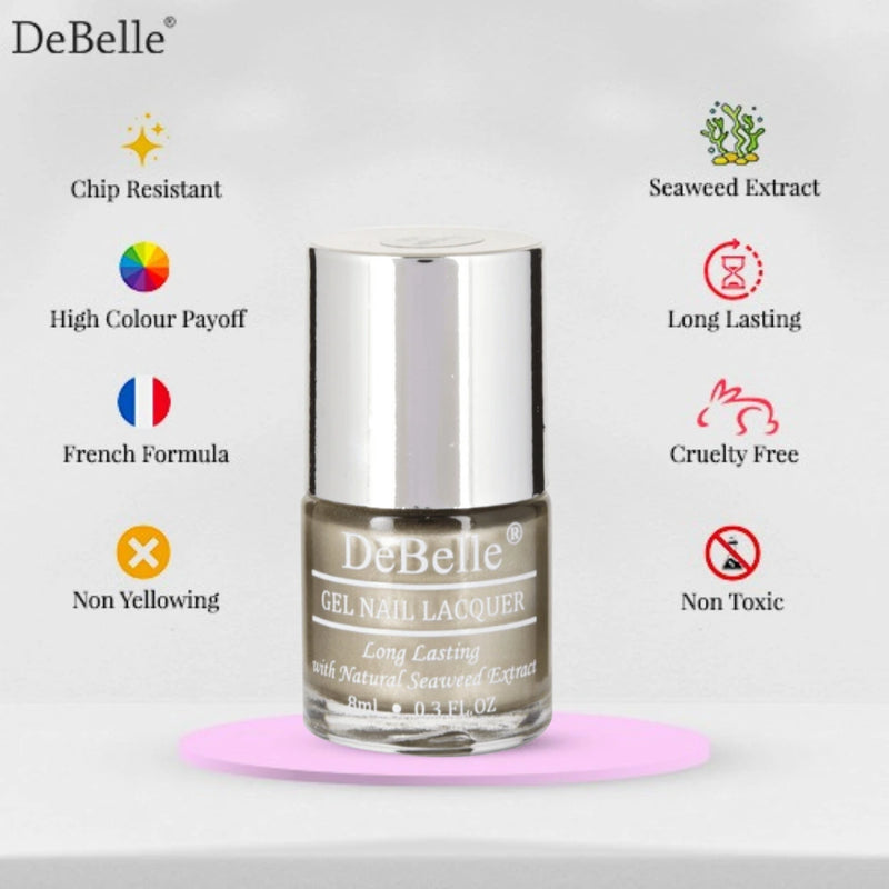 DeBelle Gel Nail Lacquer Rustique Gold - (Metallic Rust Gold Nail Polish), 8ml - DeBelle Cosmetix Online Store