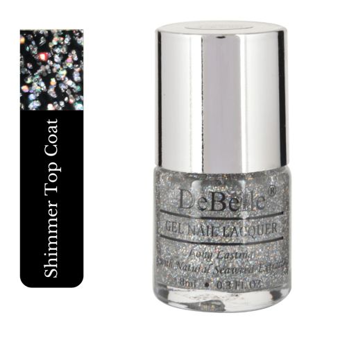 The shimmer shade to add glamour to any shade-DeBelle gel nail color Shimmer Top Coat.
