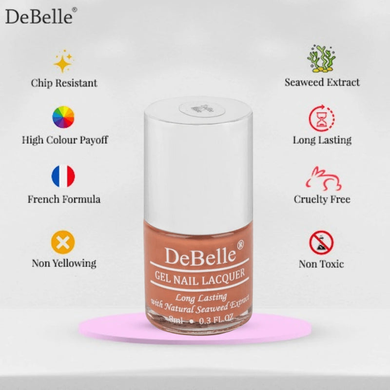 DeBelle Gel Nail Lacquer Toffee Rose - (Choco Brown Nail Polish), 8ml - DeBelle Cosmetix Online Store