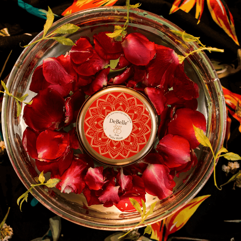 DeBelle Luxe scented Soy wax Candle - Yuzu Rose - DeBelle Cosmetix Online Store