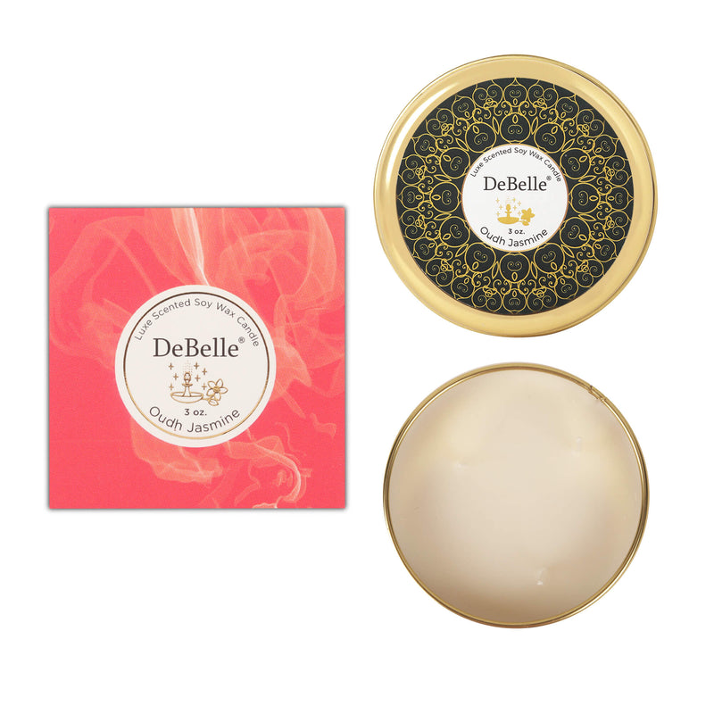 DeBelle Luxe Scented Soy Wax Candle Oudh Jasmine - DeBelle Cosmetix Online Store