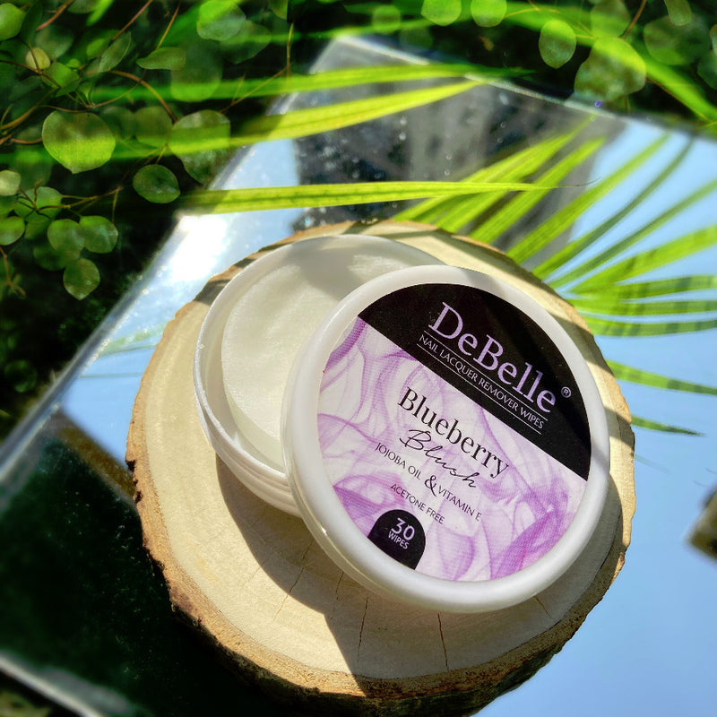 DeBelle Nail Lacquer Remover Wipes - Blueberry Blush & Green Tea Gush Combo - DeBelle Cosmetix Online Store
