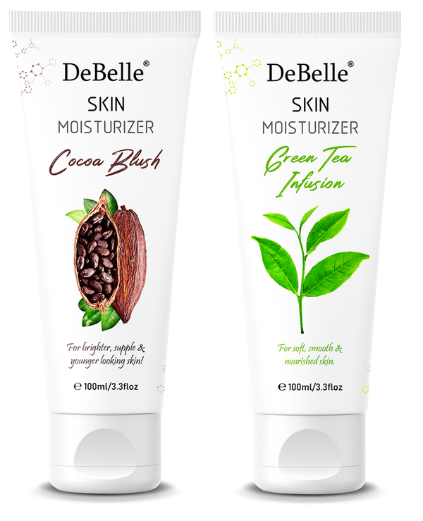 DeBelle Skin Moisturizer Combo Pack of 2 (Cocoa Blush, Green Tea Infusion ) 100 ml each - DeBelle Cosmetix Online Store