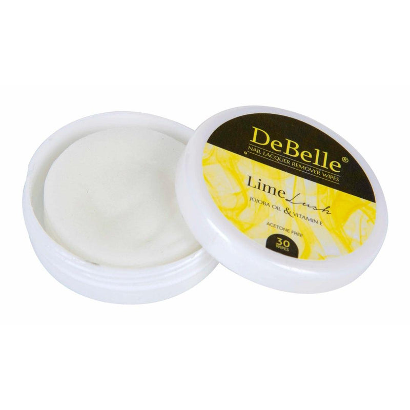 Lime Lush remover wipes one swipe and your nail is clean and moisturized too. Shop online  at DeBelle Cosmetix online store with COD facility.