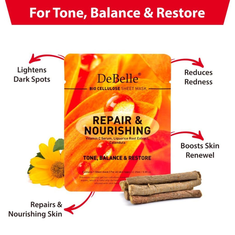 DeBelle Bio Cellulose All Sheet Masks Combo of 5 - DeBelle Cosmetix Online Store