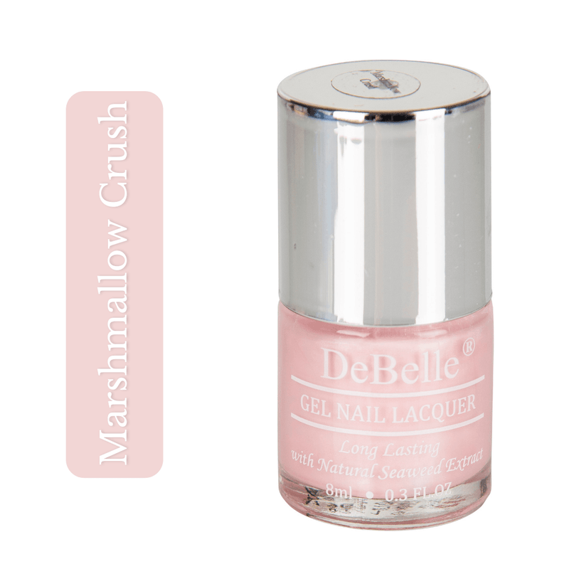  Baby pink the all time favourite. Paint your nails with Debelle nail color Marshmallow Crush. Buy this long lasting gel nail enamel at Debelle Cosmetix Online Store.