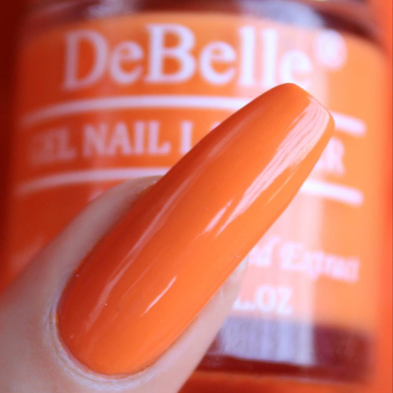 DeBelle Gel Nail Lacquer Tangerine Sheen - (Carrot Orange Nail Polish), 8ml - DeBelle Cosmetix Online Store