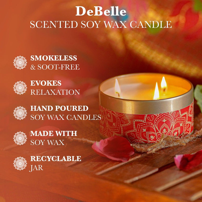 DeBelle Luxe Scented Soy Wax Candle Yuzu Rose - DeBelle Cosmetix Online Store