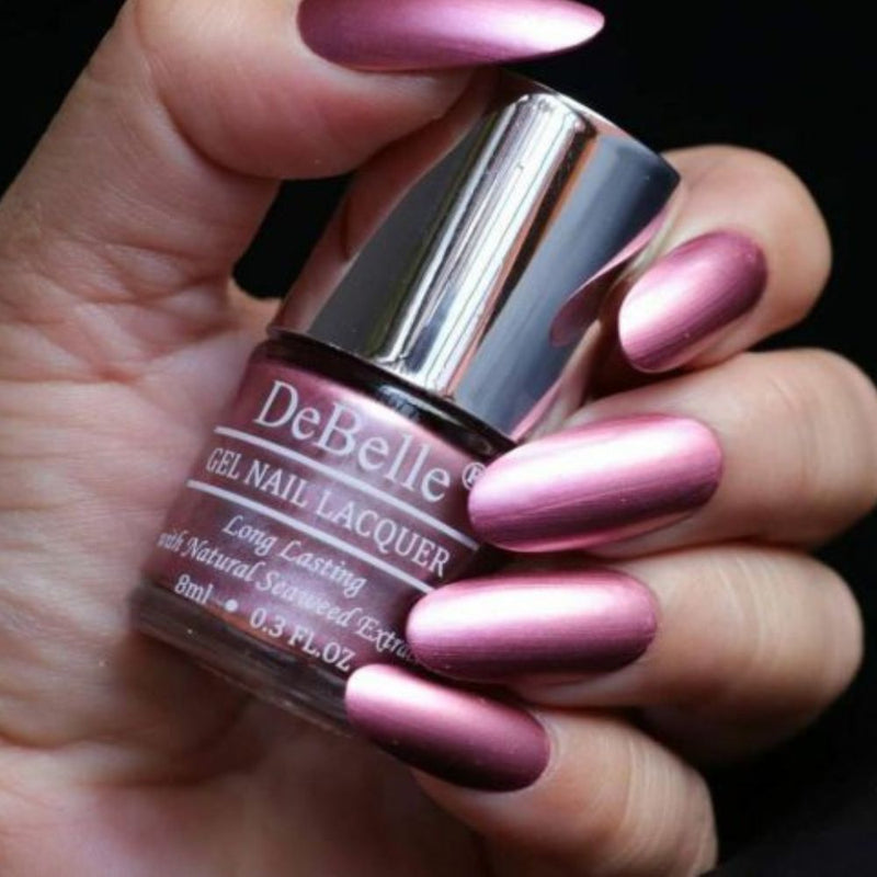 DeBelle Gel Nail Lacquer Chrome Glaze - (Metallic Pink Nail Polish), 8ml