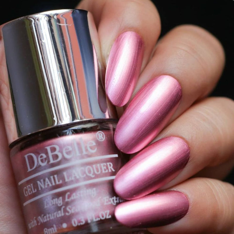 DeBelle Gel Nail Lacquer Chrome Glaze - (Metallic Pink Nail Polish), 8ml