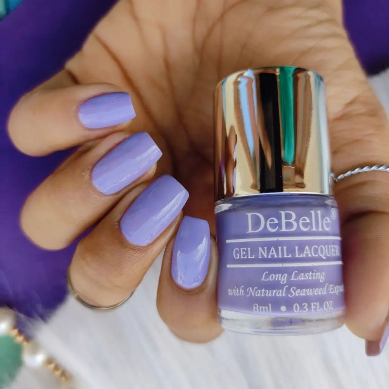 DeBelle Gel Nail Lacquer Blueberry Crepe (Periwinkle Nail Polish), 8ml