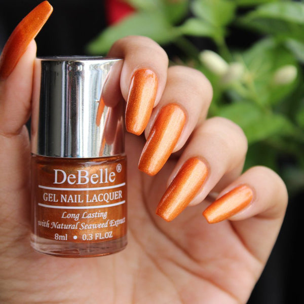 DeBelle Gel Nail Lacquer Aurora - (Amber with Copper Orange Glitter Nail Polish) 8ml