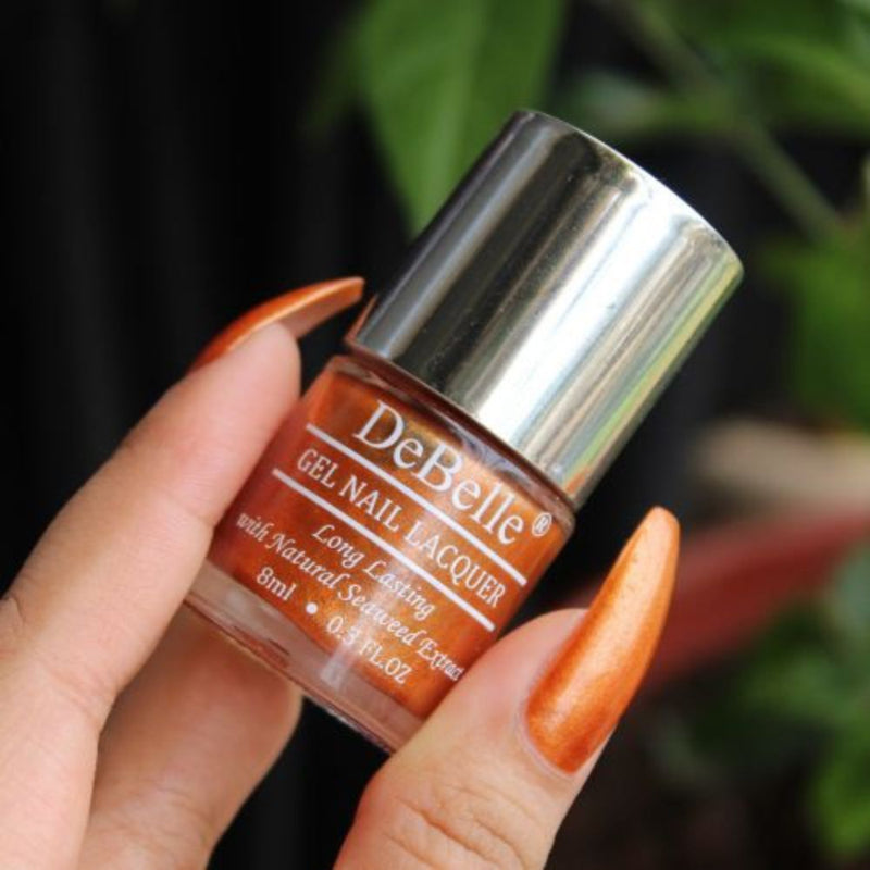 DeBelle Gel Nail Lacquer Aurora - (Amber with Copper Orange Glitter Nail Polish) 8ml