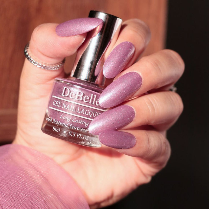 DeBelle Gel Nail Lacquer Adorable Amelia(Purple with Pink Glitter), 8ml