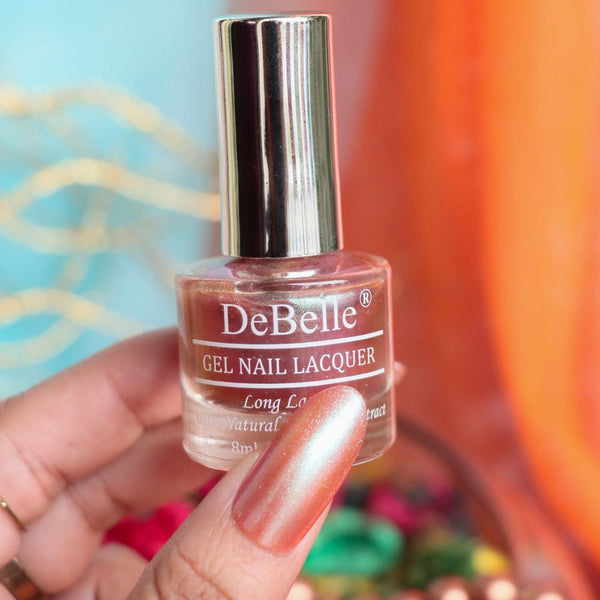 DeBelle Gel Nail Lacquer Ambitious Ariel(Brown with Shimmering Blue & Green Glitter), 8ml