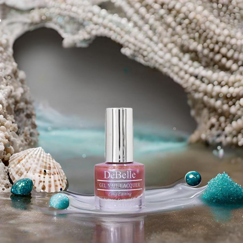 DeBelle Gel Nail Lacquer Ambitious Ariel(Brown with Shimmering Blue & Green Glitter), 8ml