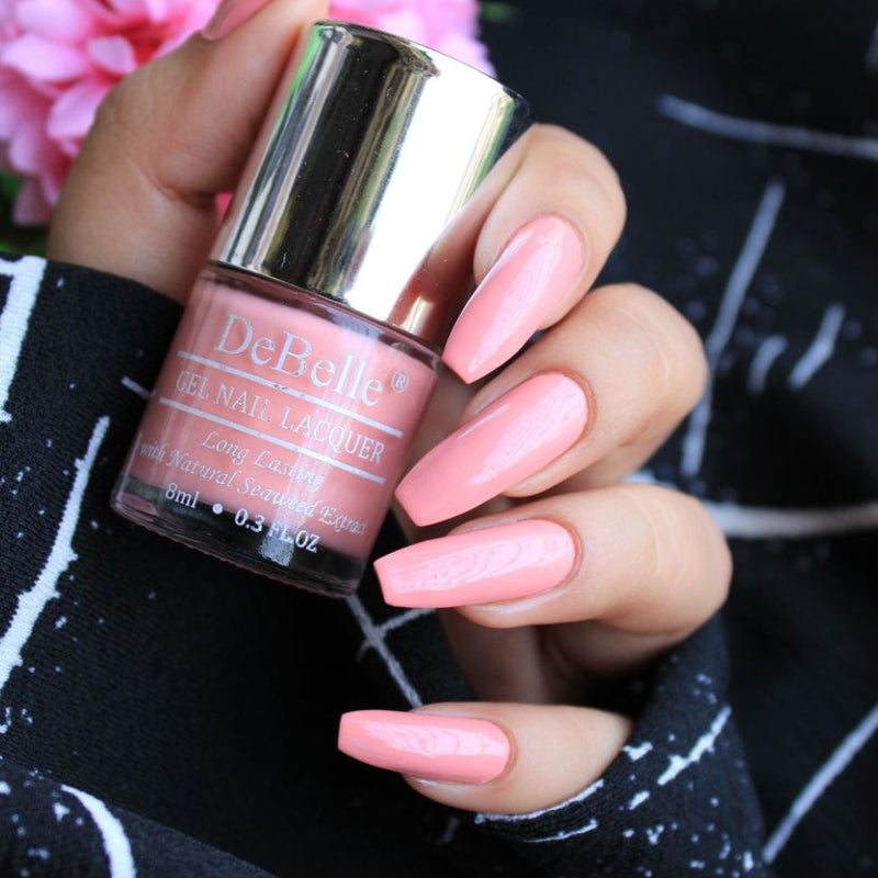 DeBelle Gel Nail Lacquer Apricot Dew - (Pastel Pink Nail Polish), 8ml