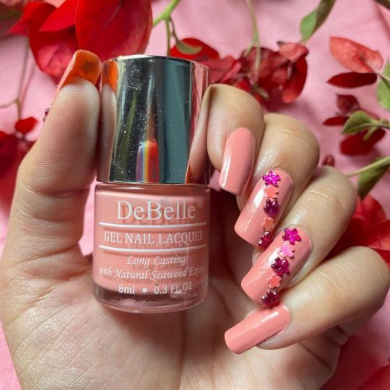 DeBelle Gel Nail Lacquers Combo of 3 Chrome Beige (Metallic Beige) , Roselin Fiesta (Metallic Rose Pink) and Apricot Dew (Pastel Pale Pink)