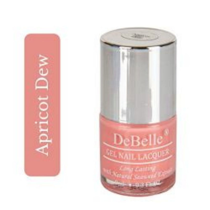 The charming pink-DeBelle gel nail color Apricot Dew. This shade enriched with hydrating seaweed extract is available at DeBelle Cosmetix online store.