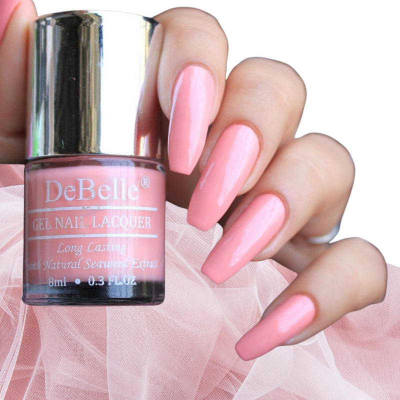 DeBelle Gel Nail Lacquer Apricot Dew - (Pastel Pink Nail Polish), 8ml