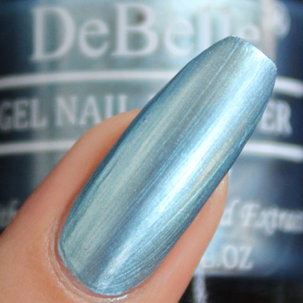 DeBelle Gel Nail Lacquer Aqua Frenzy - (Metallic Light Blue Nail Polish), 8ml
