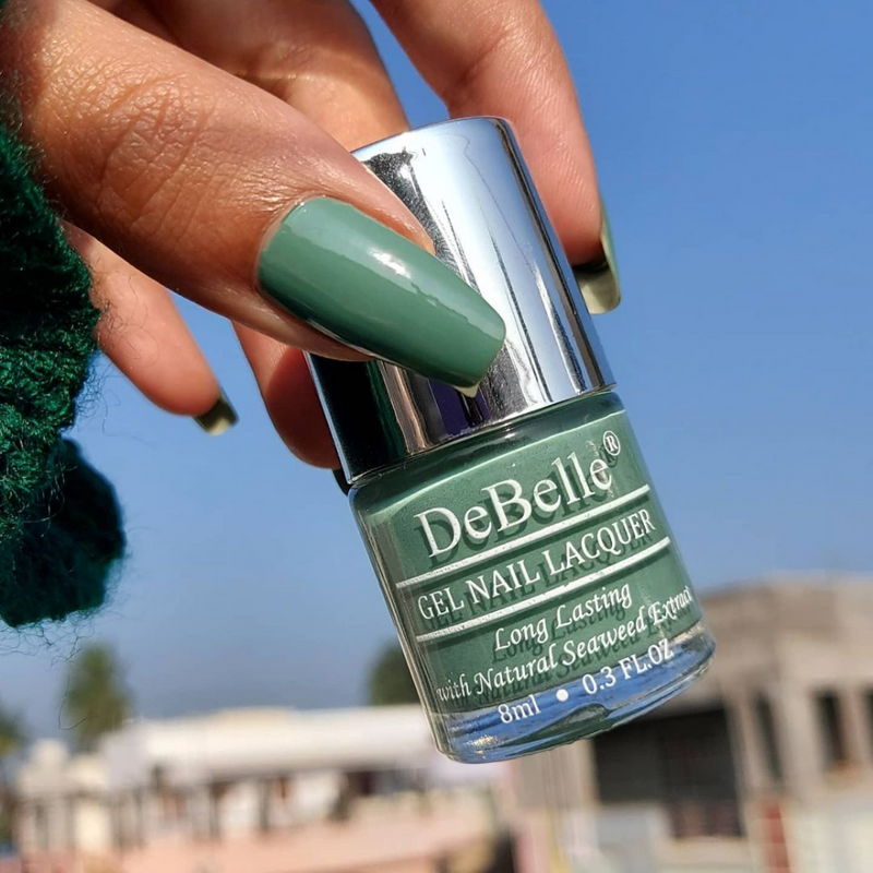 For  exclusive looking nails the ideal shade- Debelle gel nail color Asparagus Fern the sea green shade. Shop online at Debelle Cosmetix online store.