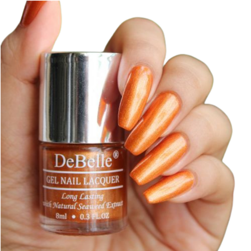 DeBelle Gel Nail Lacquer Aurora - (Amber with Copper Orange Glitter Nail Polish) 8ml