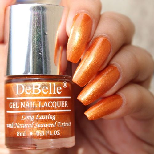 DeBelle Gel Nail Lacquer Aurora - (Amber with Copper Orange Glitter Nail Polish) 8ml