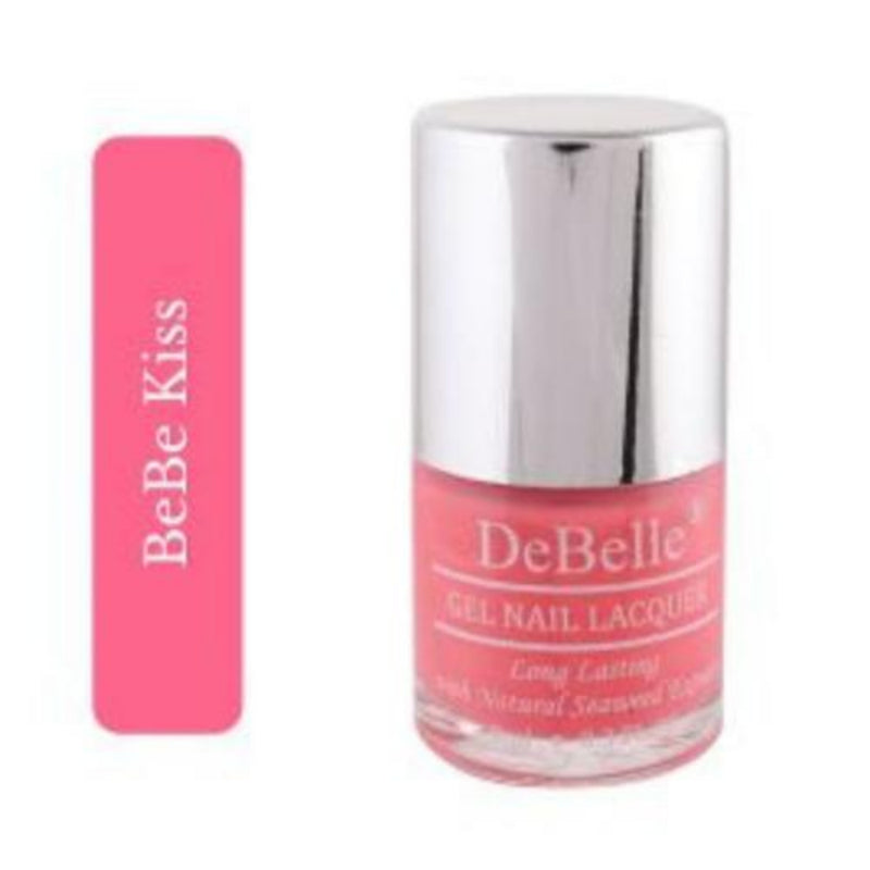 DeBelle Gel Nail Lacquers Combo Set of 2 BeBe Kiss (Hot Pink) & Grey Glitteratti (Grey Glitter), 16 ml