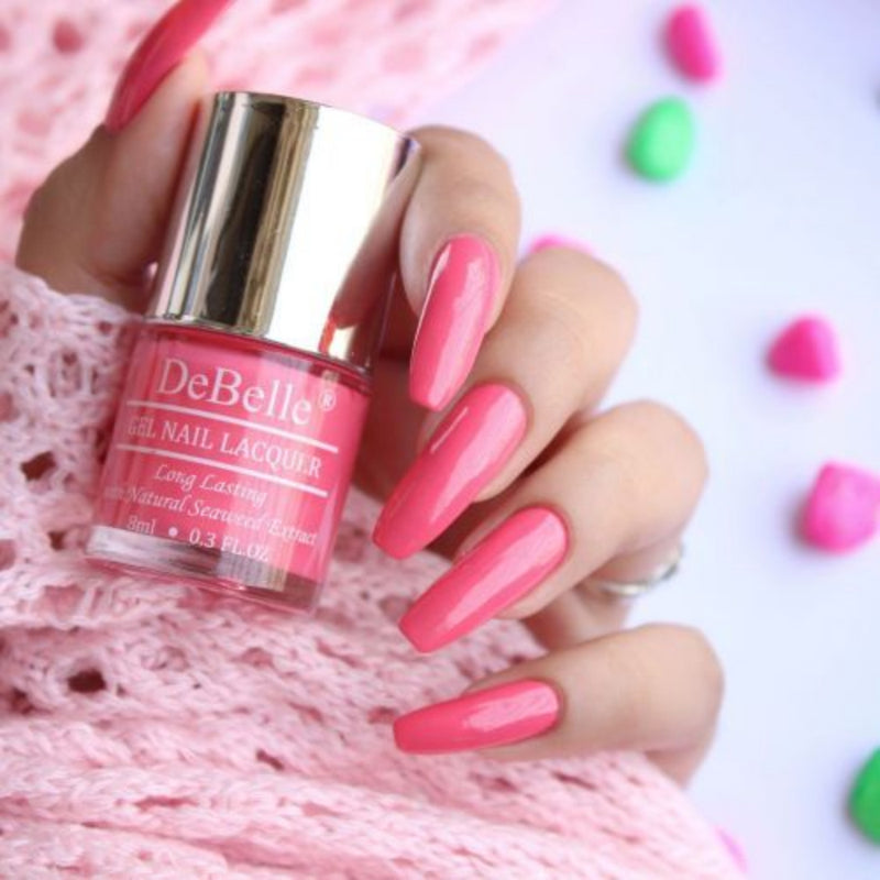 DeBelle Gel Nail Lacquer BeBe Kiss - (Hot Pink Nail Polish), 8ml - DeBelle Cosmetix Online Store