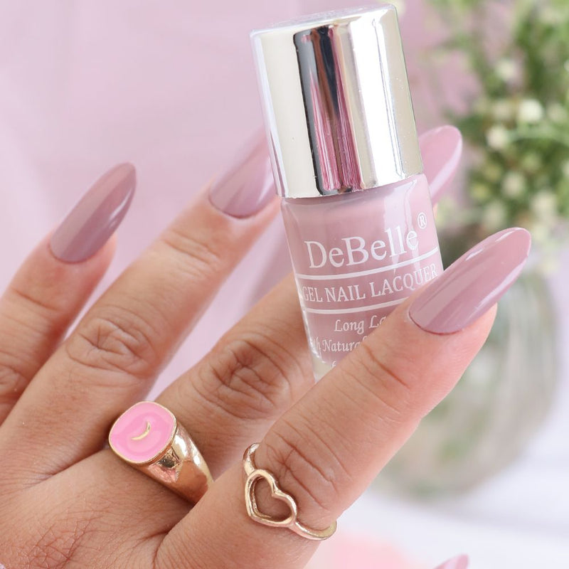 DeBelle Gel Nail Lacquer Blissful Elizabeth (Light Pink Mauve Nail Polish), 6 ml