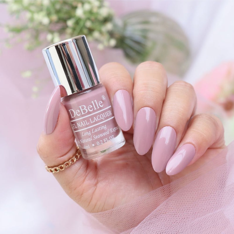 DeBelle Gel Nail Lacquer Blissful Elizabeth (Light Pink Mauve Nail Polish), 6 ml