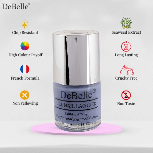 DeBelle Gel Nail Lacquer Blueberry Bliss | Pastel Purple Nail Polish - 8ml
