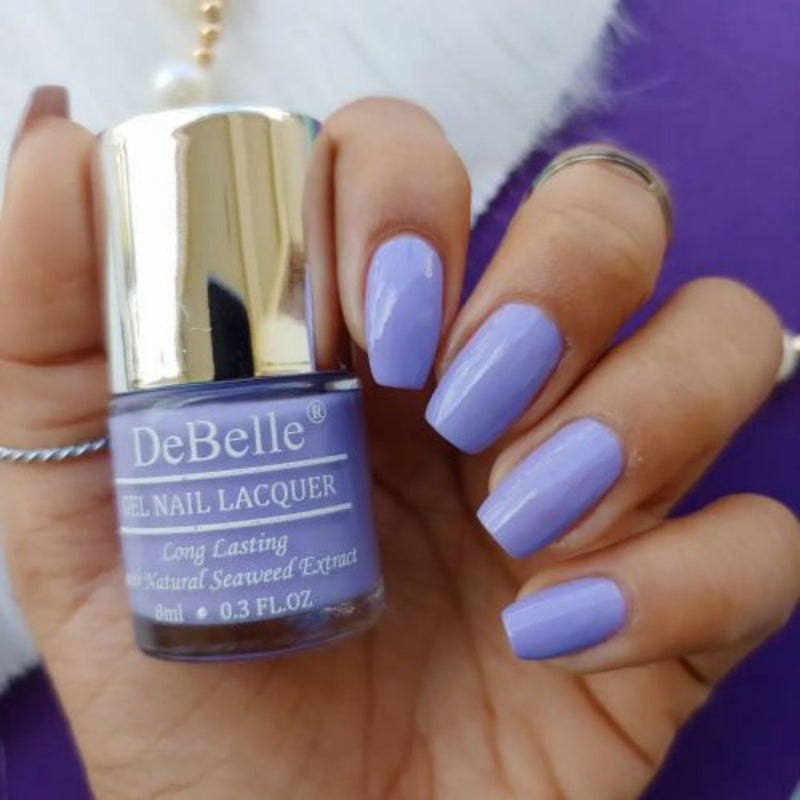 A pastel purple you will love-DeBelle gel nail color Blueberry Crepe.Available at DeBelle Cosmetix online store.