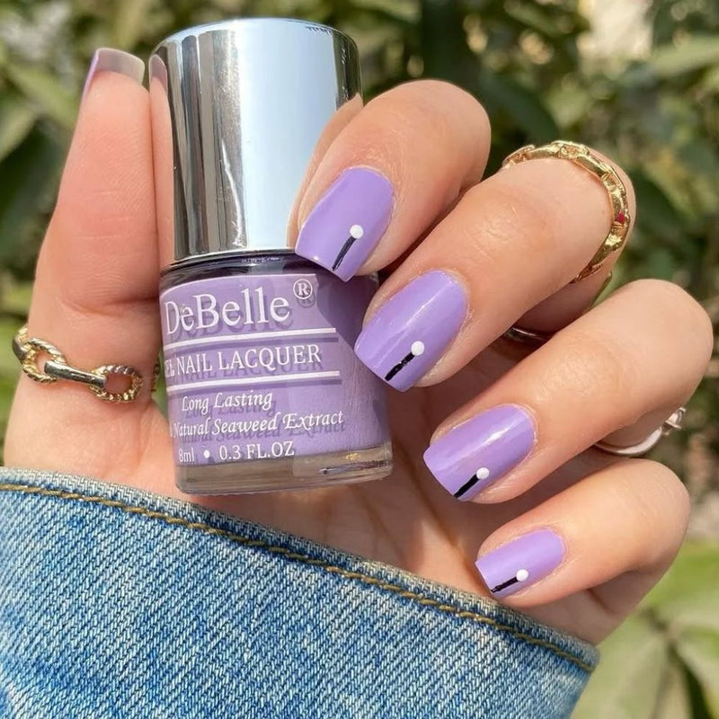 DeBelle Gel Nail Lacquer Blueberry Crepe (Periwinkle Nail Polish), 8ml - DeBelle Cosmetix Online Store