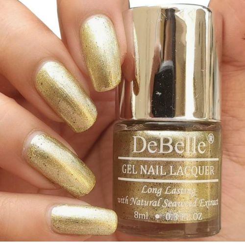 DeBelle Gel Nail Lacquer Canopus - (Beige Gold with Black Glitter Nail Polish), 8ml