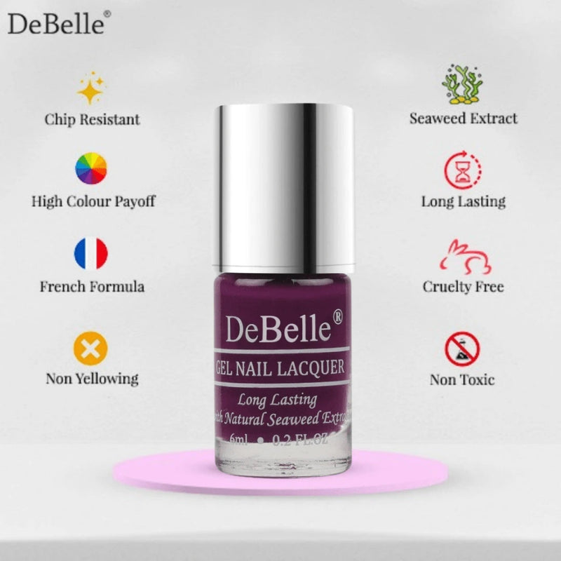 The best quality nail paints in awide range of exclusive shades available DeBelle Cosmetix online store.