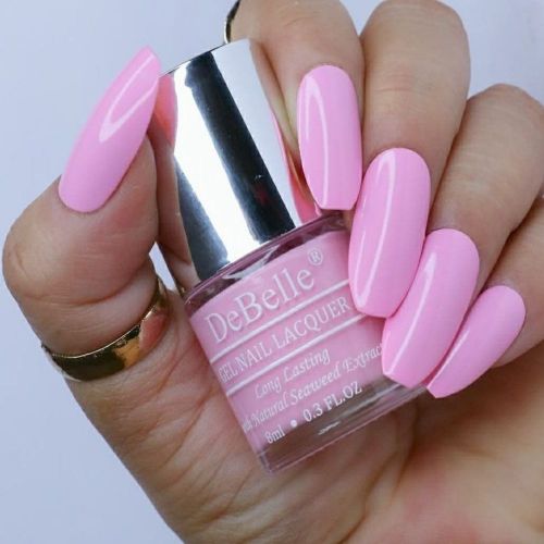 The soft pink-DeBelle gel nail color Cherry Macaron. Available at DeBelle Cosmetix online store.