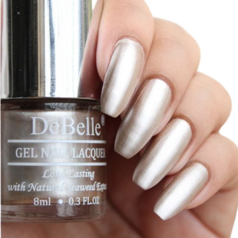 DeBelle Gel Nail Lacquer Chrome Beige - (Metallic Beige Nail Polish), 8ml