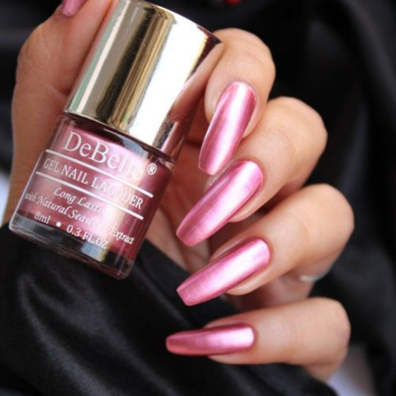 DeBelle Gel Nail Lacquer Chrome Glaze - (Metallic Pink Nail Polish), 8ml