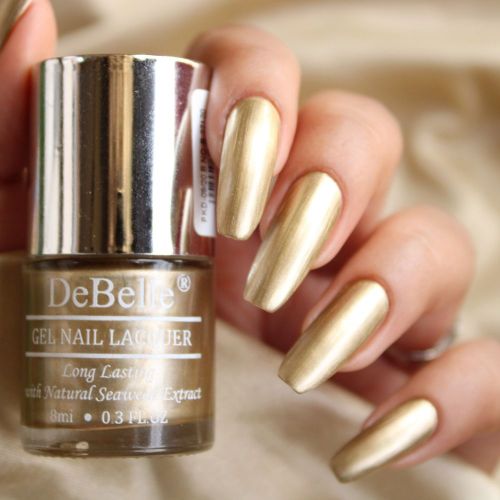 DeBelle Gel Nail Lacquer Chrome Gold - (Bright Gold Toned Chrome Nail Polish), 8ml